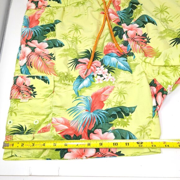 Tommy Bahama Relax Men's Swim Trunks XL Bright Floral Hawaiian Yellow Green EUC - Picture 13 of 16